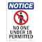 Signmission OSHA Notice Sign, 14" Height, No One Under 18 Permitted Sign With Symbol, Portrait OS-NS-D-1014-V-14706 - alternate 1